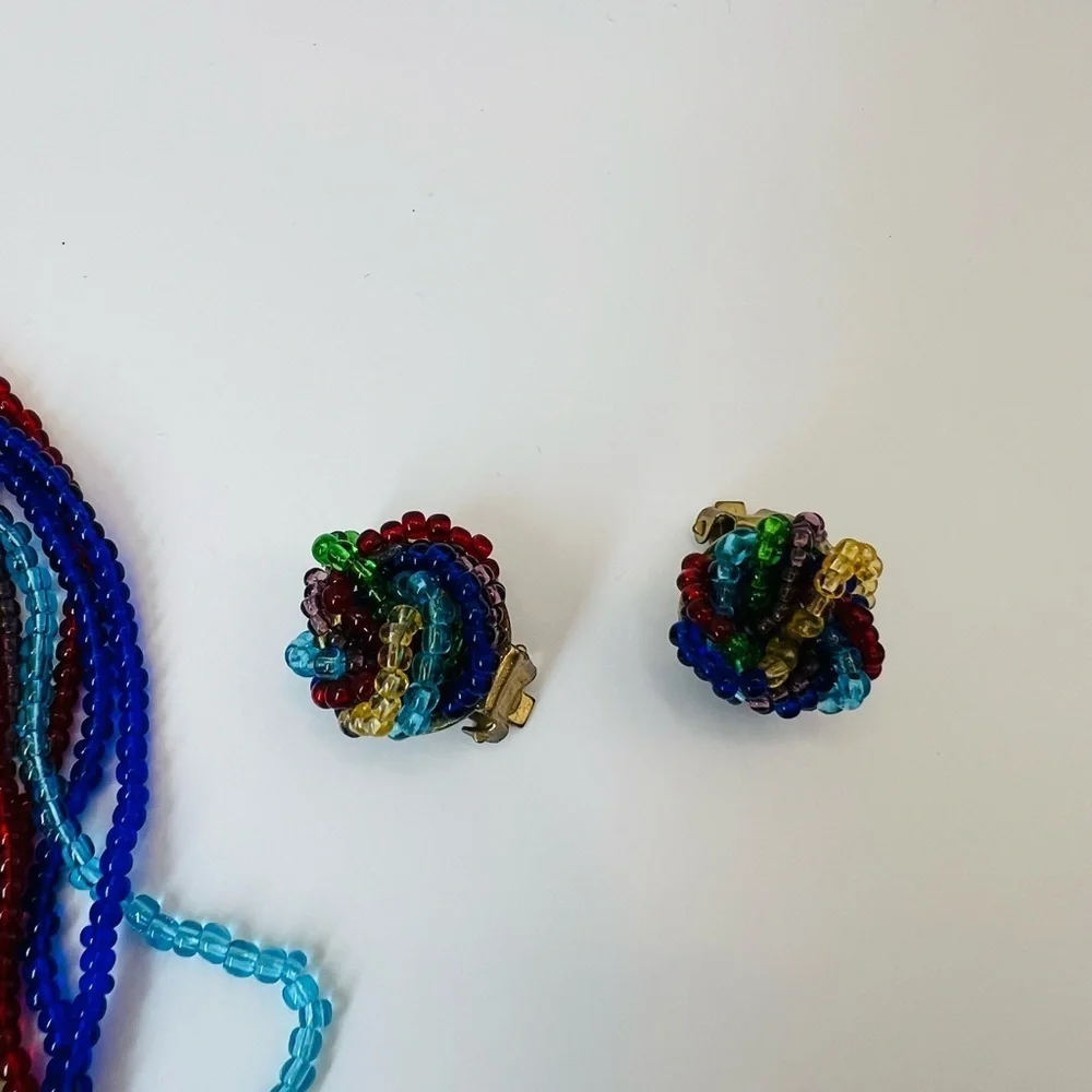 Elegant Multicolor Beaded Necklace and Earring Set
